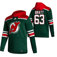 New Jersey Devils #63 Jesper Bratt Reverse Retro Pullover Hoodie Green