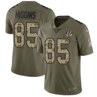 Nike Bengals #85 Tee Higgins Olive Camo Men's Stitched NFL Limited 2017 Salute To Service Jersey