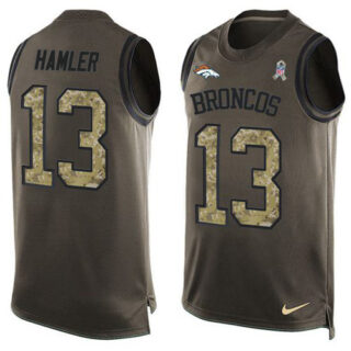 Nike Broncos #13 KJ Hamler Green Men's Stitched NFL Limited Salute To Service Tank Top Jersey