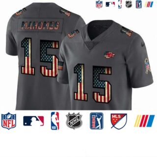 Nike Chiefs 15 Patrick Mahomes 2019 Salute To Service USA Flag Fashion Limited Jersey