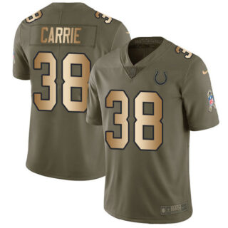 Nike Colts #38 T.J. Carrie Olive Gold Men's Stitched NFL Limited 2017 Salute To Service Jersey