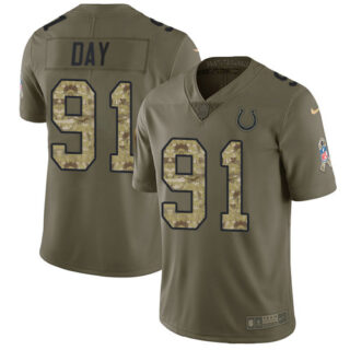 Nike Colts #91 Sheldon Day Olive Camo Men's Stitched NFL Limited 2017 Salute To Service Jersey