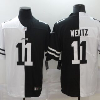 Nike Eagles 11 Carson Wentz Black And White Split Vapor Untouchable Limited Jersey