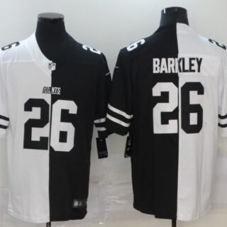 Nike Giants 26 Saquon Barkley Black And White Split Vapor Untouchable Limited Jersey