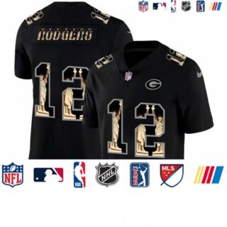 Nike Packers 12 Aaron Rodgers Black Statue Of Liberty Limited Jersey