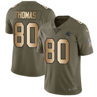 Nike Panthers #80 Ian Thomas Olive Gold Men's Stitched NFL Limited 2017 Salute To Service Jersey
