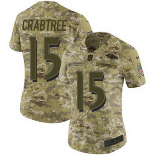 Nike Ravens #15 Michael Crabtree Camo Women's Stitched NFL Limited 2018 Salute to Service Jersey