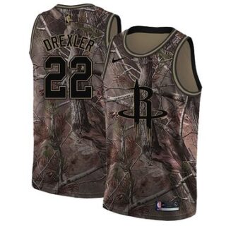 Nike Rockets #22 Clyde Drexler Camo NBA Swingman Realtree Collection Jersey