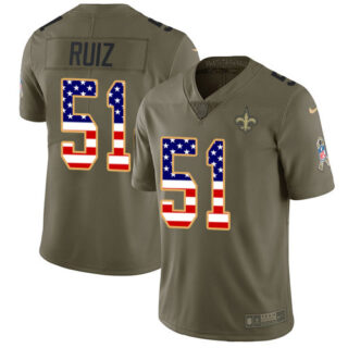 Nike Saints #51 Cesar Ruiz Olive USA Flag Men's Stitched NFL Limited 2017 Salute To Service Jersey