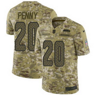 Nike Seahawks #20 Rashaad Penny Camo Men's Stitched NFL Limited 2018 Salute To Service Jersey