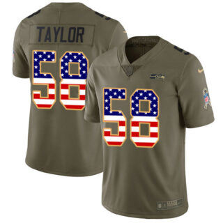 Nike Seahawks #58 Darrell Taylor Olive USA Flag Men's Stitched NFL Limited 2017 Salute To Service Jersey