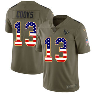 Nike Texans #13 Brandin Cooks Olive USA Flag Men's Stitched NFL Limited 2017 Salute To Service Jersey