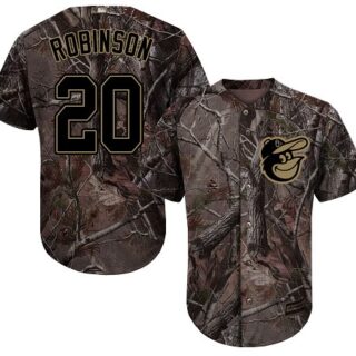 Orioles #20 Frank Robinson Camo Realtree Collection Cool Base Stitched Baseball Jersey
