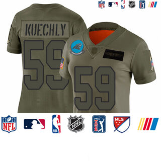 Panthers #59 Luke Kuechly Camo Women's Stitched Football Limited 2019 Salute to Service Jersey