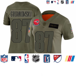 Patriots #87 Rob Gronkowski Camo Women's Stitched Football Limited 2019 Salute to Service Jersey