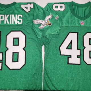 Philadelphia Eagles #48 WES HOPKINS 90s Vintage Throwback Football Jersey KELLY GREEN