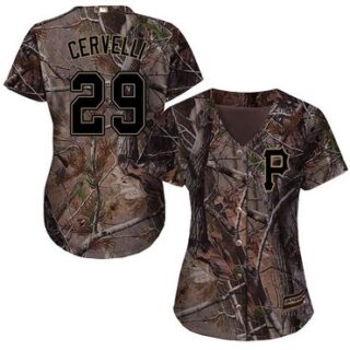 Pirates #29 Francisco Cervelli Camo Realtree Collection Cool Base Women's Stitched Baseball Jersey