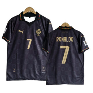 Men's Portugal National Team #7 Cristiano Ronaldo 2026 WorId Cup Authentic Jersey - Black
