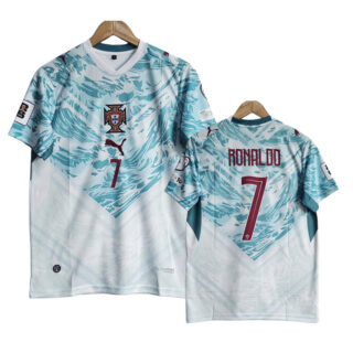 Men's Portugal National Team #7 Cristiano Ronaldo 2026 WorId Cup Authentic Jersey White Green