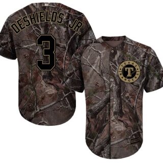 Rangers #3 Delino DeShields Jr. Camo Realtree Collection Cool Base Stitched Baseball Jersey