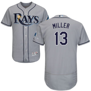 Rays #13 Brad Miller Grey Flexbase Authentic Collection Stitched Baseball Jersey