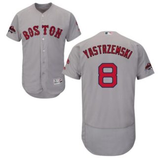 Red Sox #8 Carl Yastrzemski Grey Flexbase Authentic Collection 2018 World Series Champions Stitched MLB Jersey