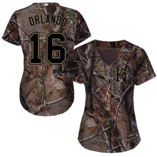 Royals #16 Paulo Orlando Camo Realtree Collection Cool Base Women's Stitched Baseball Jersey