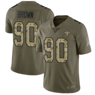 Saints #90 Malcom Brown Olive Camo Men's Stitched Football Limited 2017 Salute To Service Jersey