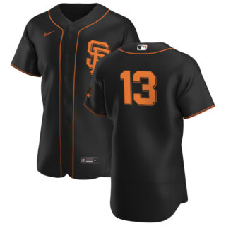 San Francisco Giants #13 Austin Slater Men's Nike Black Alternate 2020 Authentic Player MLB Jersey