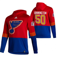 St. Louis Blues #50 Jordan Binnington Reverse Retro Pullover Hoodie Red
