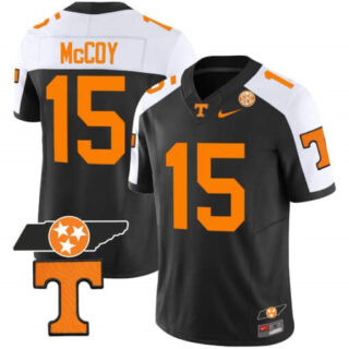 Tennessee Volunteers Checkerboard & Alternate Jersey V2 All Stitched Black Special #15 Bru Mccoy