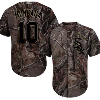 White Sox #10 Yoan Moncada Camo Realtree Collection Cool Base Stitched Baseball Jersey