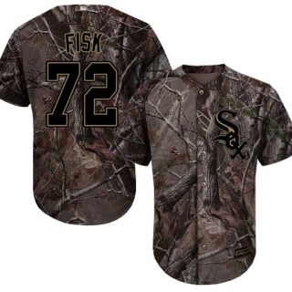 White Sox #72 Carlton Fisk Camo Realtree Collection Cool Base Stitched Youth Baseball Jersey