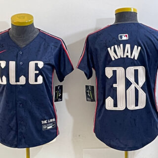 Women's Cleveland Guardians #38 Steven Kwan Navy 2024 City Connect Limited Stitched jerseys