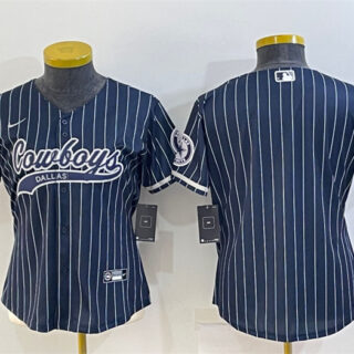 Women's Dallas Cowboys Blank Navy With Patch Cool Base Stitched Baseball Jersey(Run Small)