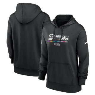 Women's Green Bay Packers 2022 Black NFL Crucial Catch Therma Performance Pullover Hoodie(Run Small)