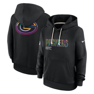 Women's Green Bay Packers Black 2025 Crucial Catch Club Pullover Hoodie(Run Small)