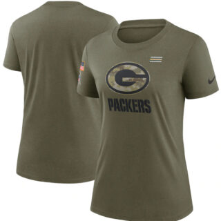 Women's Green Bay Packers Olive 2021 Salute To Service T-Shirt (Run Small)