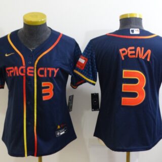 Women's Houston Astros #3 Jeremy Pena 2022 Navy City Connect Stitched Jersey(Run Small)