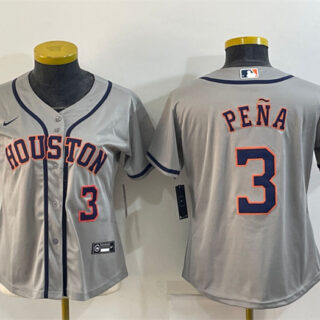 Women's Houston Astros #3 Jeremy Pena Gray Cool Base Stitched Baseball Jersey(Run Small)