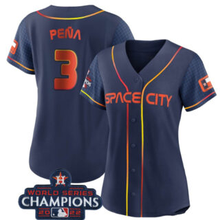 Women's Houston Astros #3 Jeremy Pena Navy 2022 World Series Champions City Connect Stitched Baseball Jersey(Run Small)