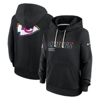 Women's Kansas City Chiefs Black 2025 Crucial Catch Club Pullover Hoodie(Run Small)