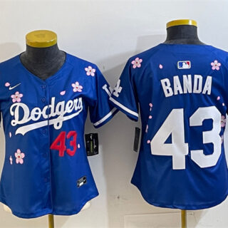 Women's Los Angeles Dodgers #43 Anthony Banda Royal 2025 Tokyo Series Limited Stitched Baseball Jersey(Run Small)