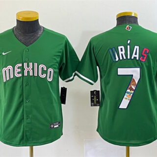 Women's Mexico Baseball #7 Julio Urias 2023 Green World Baseball Classic Stitched Jersey(Run Small)
