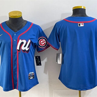 Women's National League Chicago Cubs Blank Blue 2025 All-Star Edition Limited Stitched Baseball Jersey(Run Small)