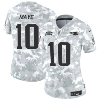 Women's New England Patriots #10 Drake Maye 2024 F.U.S.E Arctic Camo Salute To Service Limited Stitched Jersey(Run Small)