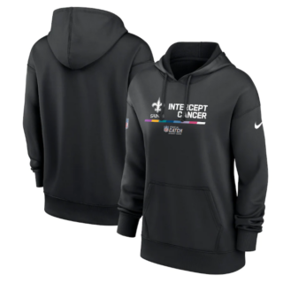 Women's New Orleans Saints 2022 Black NFL Crucial Catch Therma Performance Pullover Hoodie(Run Small)