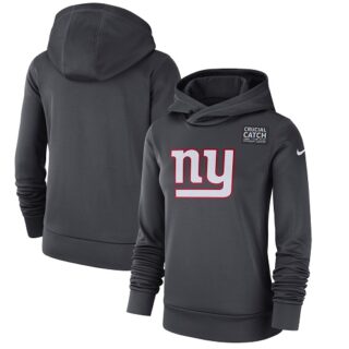 Women's New York Giants Nike Anthracite Crucial Catch Performance Pullover Hoodie