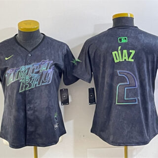 Women's Tampa Bay Rays #2 Yandy Diaz Charcoal 2024 City Connect Limited Stitched