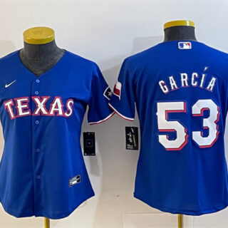 Women's Texas Rangers #53 Adolis Garcia Royal With Patch Stitched Baseball Jersey(Run Small)